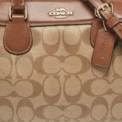 Coach Beige/Brown Signature Coated Canvas and Leather Mini Bennett Satchel