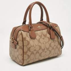 Coach Beige/Brown Signature Coated Canvas and Leather Mini Bennett Satchel