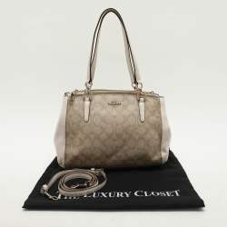 Coach Beige/Off White Signature Coated Canvas and Leather Christie Carryall Satchel