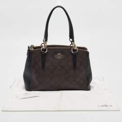 Coach Black/Brown Signature Coated Canvas and Leather Mini Christie Carryall Satchel