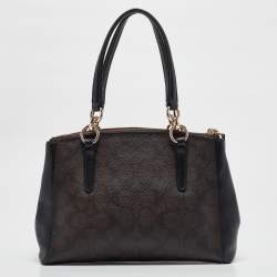 Coach Black/Brown Signature Coated Canvas and Leather Mini Christie Carryall Satchel