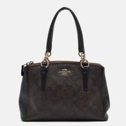 Coach Black/Brown Signature Coated Canvas and Leather Mini Christie Carryall Satchel