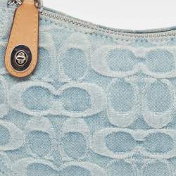 Coach Light Blue Signature Denim and Leather Swinger 20 Clutch Bag