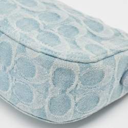 Coach Light Blue Signature Denim and Leather Swinger 20 Clutch Bag
