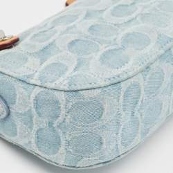 Coach Light Blue Signature Denim and Leather Swinger 20 Clutch Bag