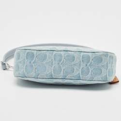 Coach Light Blue Signature Denim and Leather Swinger 20 Clutch Bag