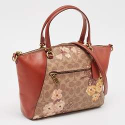 Coach Beige/Brown Signature Coated Canvas and Leather Floral Prairie Satchel