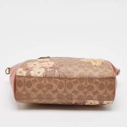 Coach Beige/Brown Signature Coated Canvas and Leather Floral Prairie Satchel
