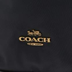 Coach Black Nylon and Leather Cargo Vintage Rose Print Interior Backpack