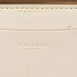 Coach Beige Siganture Coated Canvas and Leather Zip Around Wristlet Wallet