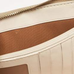 Coach Beige Siganture Coated Canvas and Leather Zip Around Wristlet Wallet