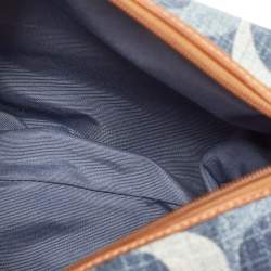 Pre Owned Coach Blue/Brown Signature Denim and Leather Baguette Bag