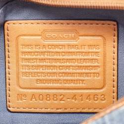 Pre Owned Coach Blue/Brown Signature Denim and Leather Baguette Bag