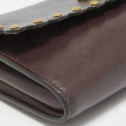 Coach Black/Burgundy Leather Scallop Studded Marlow Crossbody Bag