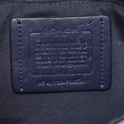 Coach Navy Blue Signature Coated Canvas and Leather Reversible Flap Crossbody Bag