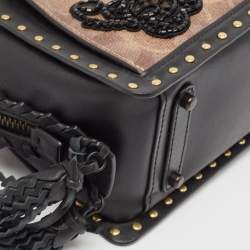 Coach Black/Brown Signature Coated Canvas and Leather Dreamer Embellished Satchel