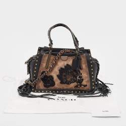 Coach Black/Brown Signature Coated Canvas and Leather Dreamer Embellished Satchel