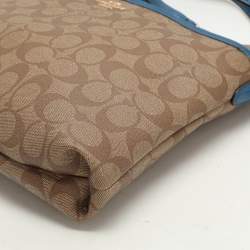 Coach Beige/Blue Signature Coated Canvas File Crossbody Bag