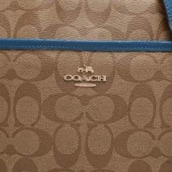 Coach Beige/Blue Signature Coated Canvas File Crossbody Bag