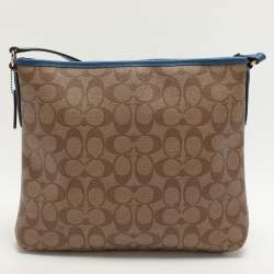 Coach Beige/Blue Signature Coated Canvas File Crossbody Bag
