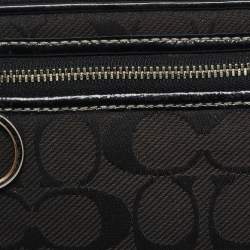 Coach Black Signature Canvas and Patent Leather Wristlet Wallet