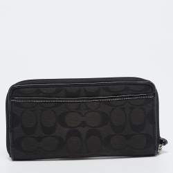 Coach Black Signature Canvas and Patent Leather Wristlet Wallet