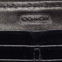 Coach Black Signature Canvas and Patent Leather Wristlet Wallet