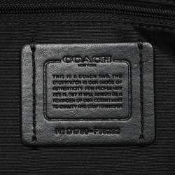 Pre Owned Coach Black/Brown Signature Coated Canvas and Leather City Zip Tote