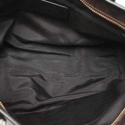 Pre Owned Coach Black/Brown Signature Coated Canvas and Leather City Zip Tote