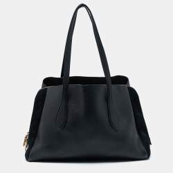 Pre Owned Coach Black Leather and Suede Lora Carryall Satchel