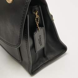 Coach Black Leather Parker Chain Flap Shoulder Bag