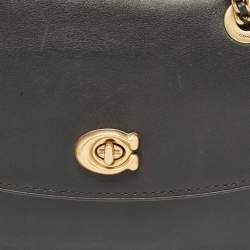 Coach Black Leather Parker Chain Flap Shoulder Bag