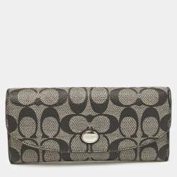 Coach Black Signature Coated Canvas Peyton Continental Wallet