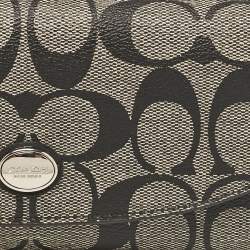 Coach Black Signature Coated Canvas Peyton Continental Wallet