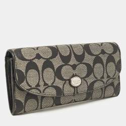 Coach Black Signature Coated Canvas Peyton Continental Wallet