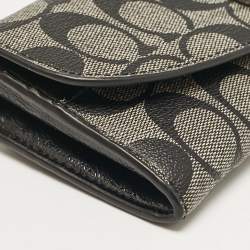 Coach Black Signature Coated Canvas Peyton Continental Wallet