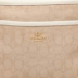 Coach Beige/White Signature Canvas and Leather Swingpack File Crossbody Bag