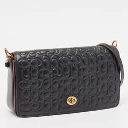 Pre Owned حقيبة كروس كوتش دينكي جلد بالشعار بيج 