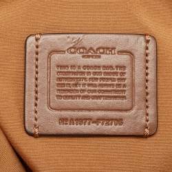 Pre Owned Coach Beige/White Raffia Straw and Leather Cherry Basket Tote