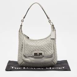 Coach Grey Woven Leather Kristin Hobo