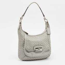 Coach Grey Woven Leather Kristin Hobo