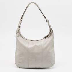 Coach Grey Woven Leather Kristin Hobo