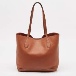 Pre Owned Coach Brown Leather Perforated Logo Kia Shopper Tote