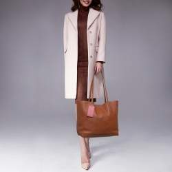 Pre Owned Coach Brown Leather Perforated Logo Kia Shopper Tote