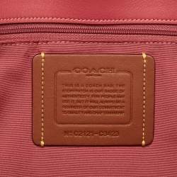 Pre Owned Coach Brown Leather Perforated Logo Kia Shopper Tote