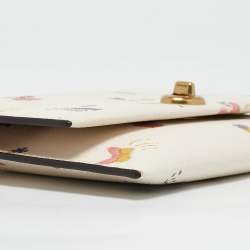Coach Cream Garden Print Leather Large Turnlock Pouch
