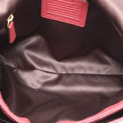 Pre Owned Coach Burgundy Croc Embossed Leather Shoulder Bag