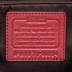 Pre Owned Coach Burgundy Croc Embossed Leather Shoulder Bag