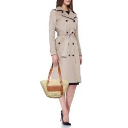 Coach Beige/Brown Raffia and Leather Structured 16 Tote 