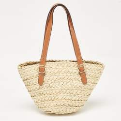 Coach Beige/Brown Raffia and Leather Structured 16 Tote 